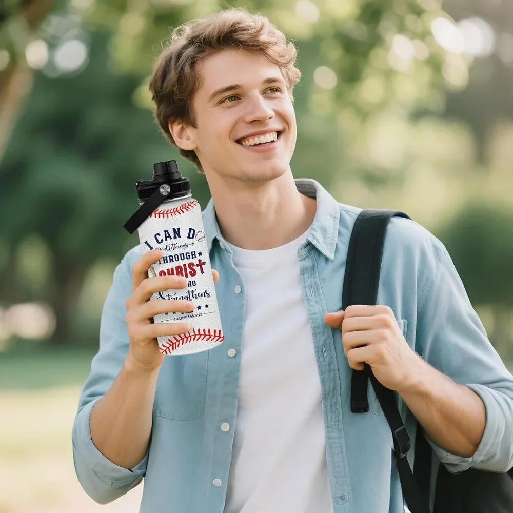 32 Oz Stainless Steel Christian Water Bottle Bible Verse Inspirational Gift - Picture 2 of 8